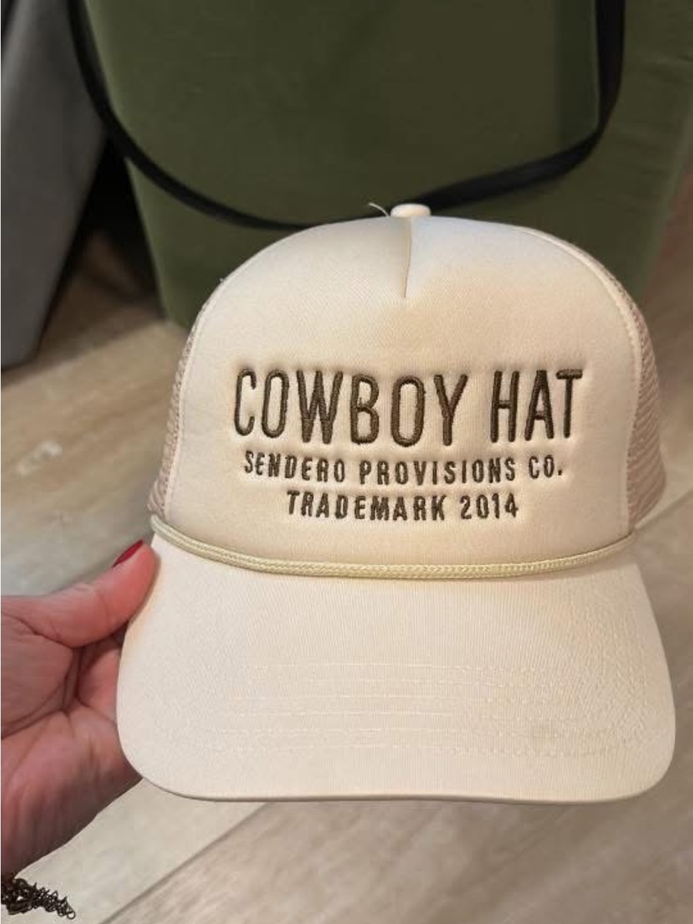 Free People Cream 'Cowboy Hat' Embroidered Trucker Cap